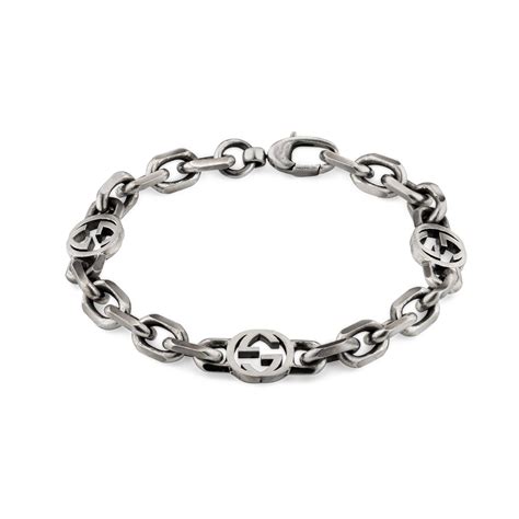 mens gucci bracelet sale|Gucci interlocking silver bracelet.